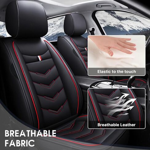 Car Seat Cover 7 Seats for Chevrolet Tahoe 2000-2025, Durable Wear Resistant Waterproof Vehicle Cushion Cover, Breathable No Odor Premium Leather Vehicle Seat Covers.(Standard,Black Red) in Saudi Arabia