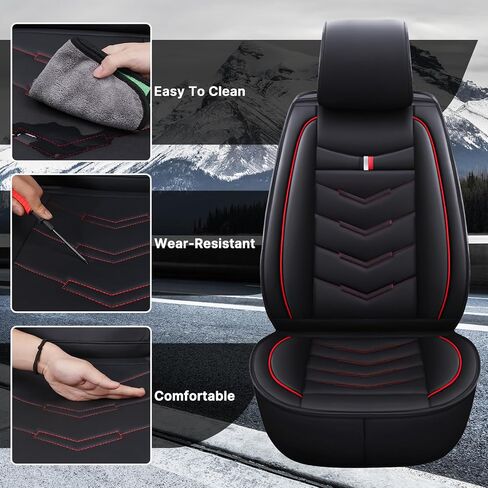 Car Seat Cover 7 Seats for Chevrolet Tahoe 2000-2025, Durable Wear Resistant Waterproof Vehicle Cushion Cover, Breathable No Odor Premium Leather Vehicle Seat Covers.(Standard,Black Red) in Saudi Arabia