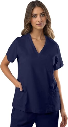 Top-scrub top women's v-scrub-قماشية رطوبة وامتداد ، 4 جيوب وفرك فتحات القلم 2 قمم للنساء in Kuwait