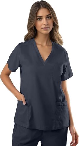 Top-scrub top women's v-scrub-قماشية رطوبة وامتداد ، 4 جيوب وفرك فتحات القلم 2 قمم للنساء in Kuwait