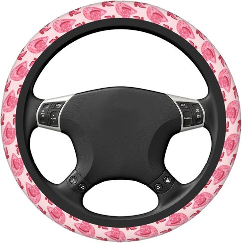 Car Steering Wheel Cover for Women Men, Cute Pink Retro Cowgirl, Universal Neoprene Anti Slip Protector Car Accessories Decorative 15 Inch in Saudi Arabia