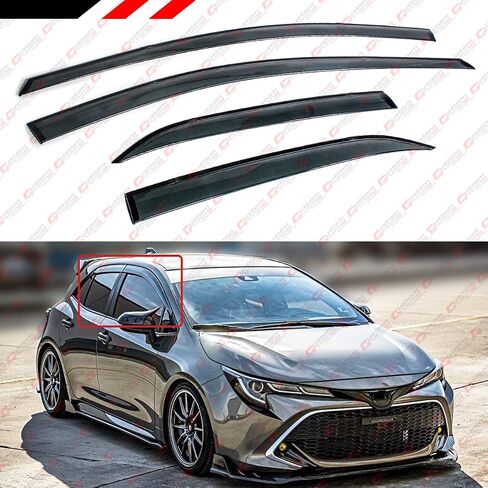 Premium jdm low profile window window guard w/clips & black trim متوافق مع طرازات 2019-2022 Toyota Corolla Hatchback in Saudi Arabia