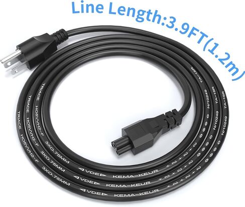 3 Prong AC Power Cord, NEMA 5-15P to IEC C5 Power Cable for Laptop/Notebook Dell, Toshiba, Acer, Asus, HP, Monitors, LG LED LCD Smart TV, Scanners, Epson Printer Power Cable 6Ft, 1 Pack in Saudi Arabia