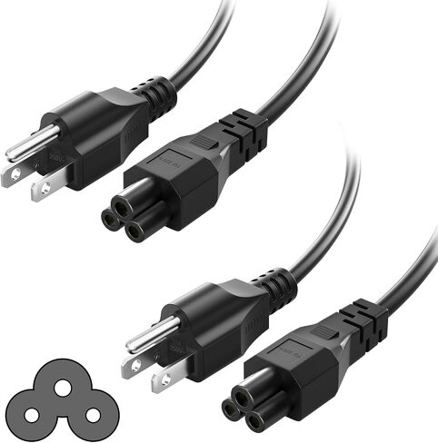 3 Prong AC Power Cord, NEMA 5-15P to IEC C5 Power Cable for Laptop/Notebook Dell, Toshiba, Acer, Asus, HP, Monitors, LG LED LCD Smart TV, Scanners, Epson Printer Power Cable 6Ft, 1 Pack in Saudi Arabia