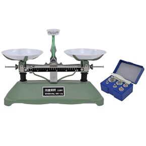 HHNIULI 200g Balance Scale for Classroom, Laboratory Mechanical Tray Balance Scale Laboratory Teaching Tool Tray Balance with Tweezers and Various Weights for Kids