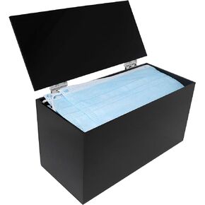 Essentially Yours Face Mask Dispenser | Acrylic Mask Box with Cover for Storing and Dispensing Personal Face Masks (Black)