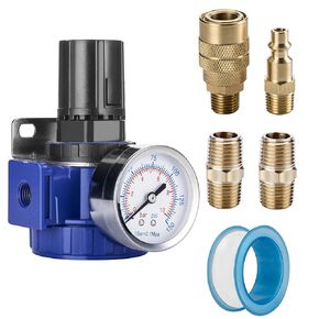 NANPU 3/8" NPT Compressed Air Regulator, Zinc Alloy Body, 150 psi Copper Core Steel-Protected Dial Gauge ＆ Metal Bracket, for Air Compressor ＆ Pneumatic Tools