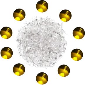 100 Pcs Led Diodes, YIWANSON Mini 3mm Clear Light Emitting Diode Assortment Micro Red Green Blue Yellow White Lamp Electronic Project Kit, for Science Experiment, Circuit Board, Christmas Lights
