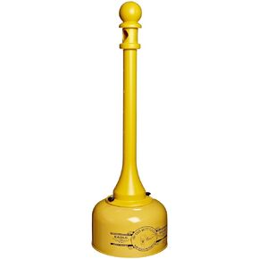 Eagle 1205 Galvanized Steel Poly Tube Cigarette Butt Receptacle, 5 Gallon Capacity, 40" Height, 12" Diameter, Yellow