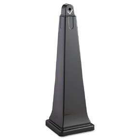 Rubbermaid Commercial Products Groundskeeper Smoking Management Station, 1 Gallon Capacity, 37-Inch Height, Outdoor Ashtray and Cigarette Butt Receptacle, Black, 39.4" x 12.3" x 12.3"