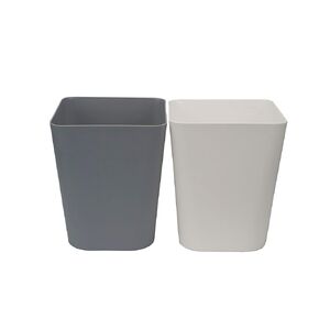 1.6 Gallon Small Trash Can Wastebasket for Kitchen Office Bathroom,Pack of 2(White+Gray)