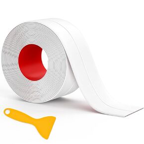 Caulk Tape, 3 Roll Self Adhesive Caulk Strip Waterproof, Caulking Sealant Tape for Kitchen, Countertop, Bathroom, Sink, Shower, Bathtub, Toilet Edge Protector with Sealing Tool (1.5" x 10.5Ft)