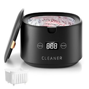 Ultrasonic Retainer Cleaner, FTCIRA 30W Professional Ultrasonic Jewelry Cleaner, 45kHz 230ML Portable Retainer Cleaner Machine for Dentures, Aligner, Braces, Mouth Guards, Shaver Head, Jewelry, White