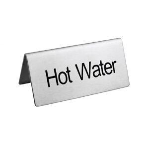 New Star Foodservice 27327 Stainless Steel Table Tent Sign, (Hot Water), 3"x 1.5", Set of 2