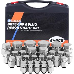 128PCS JIC and ORFS Industrial Hydraulic Cap and Plug Hose Tube and Pipe Fittings Assotrment Kit with Galvanized 45# Steel and Precision Threading in ORFS and 37° Dash Sizes 4 6 8 10 12 16