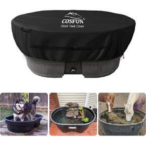 100 Gallon Oval Stock Tank Cover,Waterproof Dust Proof Anti-UV Ice Bath Cover,Keep Stock Tank Clean,Black