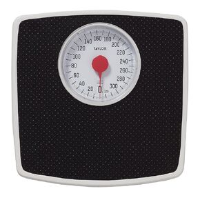 Taylor Battery Free Analog Scales for Body Weight, 330LB Capacity, Easy to Read Large 4.25-inch Dial, 10.3 x 10.6-inch Vinyl Mat Platform, Black