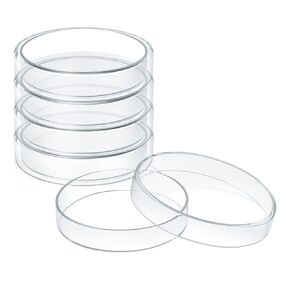 Huanyu 60mm Glass Petri Dish with Lids High Borosilicate Glass Petri Dishes Bacterial Culture Dishes for Lab Science Experiment (5pcs: 60mm)