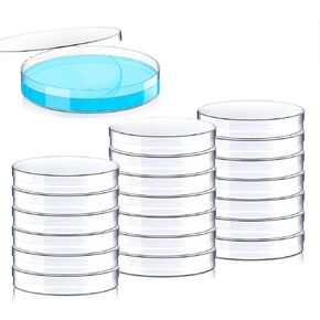 20 Pack Sterile Plastic Petri Dishes with Lid, 90mm Dia x 15mm Deep