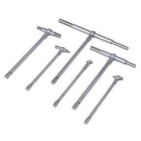 6 Pc Telescoping Gage Set Premium 5/16'' - 6" Range, High Precision T-Bore Hole Gauges, Satin Chrome Finished