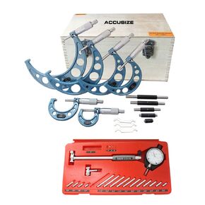 Accusize Industrial Tools 0-6 inch Ultra-Precision M-Type Outside Micrometers with 1 Dial Bore Gage Set, 1.4-6 inch Range, Eg00-0906+Ee20-1406