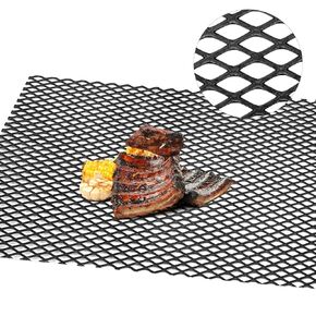 Steel Expanded Metal Sheet Flattened Metal Mesh Sheet Steel Mesh for BBQ Grill Smokers, Black (1 Piece,48 x 24 Inches)