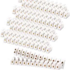 Weewooday 40 Pieces Terminal Block White Screw Terminal Connector Dual Row Electric Barrier Block 12-Position Terminal Strip, 10 Amp 380 V