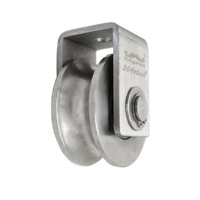 Non Detachable Directional Bearing V Groove Pulley High Groove Stainless Steel Heavy Duty Track Roller Double Bearing Suitable for Swinging Sliding Doors Industrial Cart (Large Size)