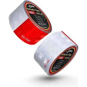 عاكس أمان الشريط العاكس DOT-C2 2 بوصة × 30 قدم لاصق مقاوم للماء شريط أحمر وأبيض للمقطورة والشاحنات والسيارات واليخوت وفي الهواء الطلق بكرتان (2 بوصة × 15 قدم)