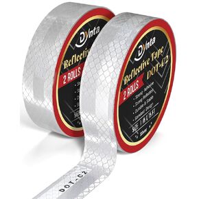 Reflective Tape Safety Reflector DOT-C2 2Inch x 30Ft Waterproof Adhesive Conspicuity Red and White Tape for Trailer, Trucks, Cars,Yachting,Outdoor 2 Rolls (2Inch x 15Ft)