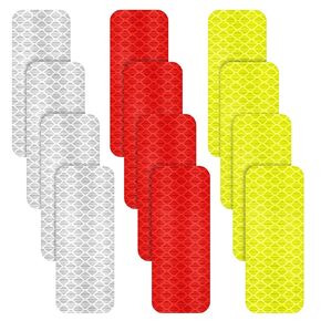 Zonon Warning Reflective Stickers Safety Reflective Stickers Night Visibility Adhesive Stickers Waterproof Reflective Tape Stickers for Vehicle Motorcycle Bicycle, 1.18 x 3.25 Inch (24 Pieces)