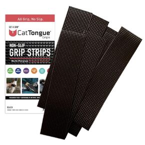 Non-Abrasive Grip Tape Strips by CatTongue - Heavy Duty Waterproof Non Slip Strips for Indoor & Outdoor Use - Thousands of Grippy Uses: Furniture, Bathtubs, Frames, Gaming and More! (Black, 3 pk)