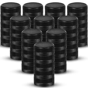 50 Pcs Plastic Bottle Caps 38 mm for Empty Juice Bottles, Tamper Seal Lids Container Lids Bottle Caps for Crafts DIY, 4, 8,12, 16, and 32 oz Container (Black)