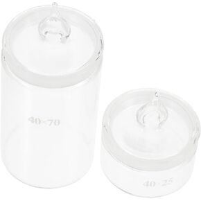 2pcs Glass Weighing Bottle Ground Glass Stopper Lab Dispensing Bottles Wide Mouth Wash Bottle Lab Storage Bottles Glass Bottle with Lid Experiment Weighing Bottles Flat