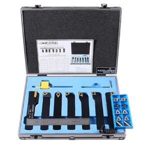 Accusize Industrial Tools 3/4" 9 Pieces/Set, Indexable Carbide Turning Tools and Boring Bar, 2988-0034