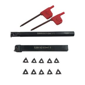 Lathe Threading Tool External/Internal Threading Tool Holder SER1010H11+SNR0010K11 Threading Inserts 11ER AG60 11IR AG60 for Boring Bar Holder (SER1010H11+SNR0010K11+11ER A60+11IR A60 (Purple))