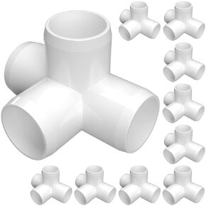 FORMUFIT 1/2" 4-Way Tee Furniture Grade PVC Fitting in White, Made in USA, UV-Resistant, Impact-Proof, 0.840" Actual Socket Diameter, (10-Pack) - F0124WT-WH-10