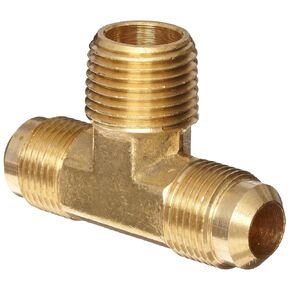 Anderson Metals - 54045-0604 Brass Tube Fitting, Tee, 3/8" Flare x 3/8" Flare x 1/4" Male Pipe