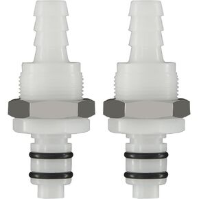 2PCS 1/4" 3/8" 5/16" Plastic Tube in-line Hose Quick Connector with Shut-Off valve, Panel Mounting Quick Release Coupling, Male Quick Connect Barbed Fittings (2x Male Connector)