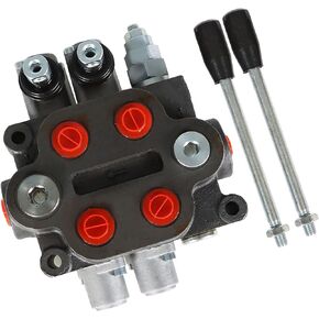 Hydraulic Directional Control Valve 2 Spool 25 GPM 3000 PSI BSPP Ports, Adjustable Double Acting Hydraulic Valve Fit for Small Tractors Loaders