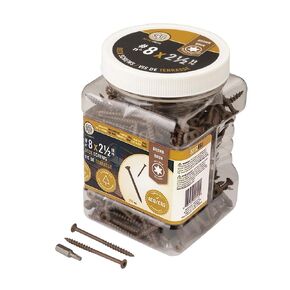 Nuvo Iron Deck Screws Jar #8 x 3" - 250 Count, Brown