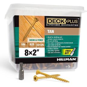 Deck Plus 48414 Wood Screws #8 x 2", Tan, 5lb Box