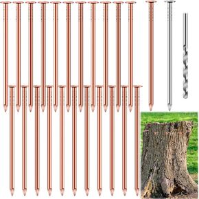 25 Pcs Copper Nails to Killing Trees,3.5 Inch Pure Copper Nails Bulk,Stump Removal Spikes Hardware Nails for Trees, Stumps,Landscaping, and Hobbies