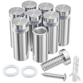 LuckIn 50-Pack Standoff Screws (1/2 in. Dia x 1 in. L), Stainless Steel Standoff Mounting Hardware for Acrylic Signs, Silver