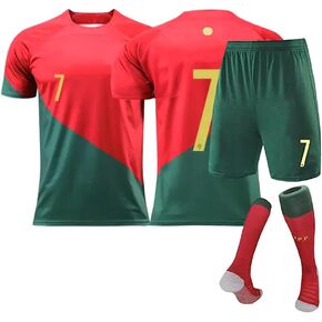 Football Jersey No.7, Soccer Jersey, Sports Fans Outdoor T-Shirt Boys Kids Youth Jersey Shirt Socks Soccer Shirt Gift Kit Set