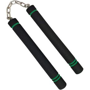 TOPOINT Nunchuck,Safe Foam Training Nunchucks/Nunchakus with Steel Chain for Kids & Beginners Practice and Training,Color: Green & Black