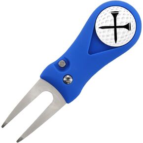Golf Divot Repair Tool Switchblade Divot Tools with Golf Ball Marker Pop-up Buttom Zinc Alloy for Repairing The Golf Green