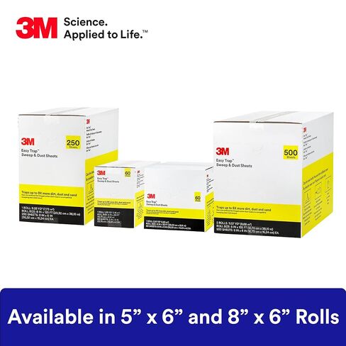 3M Easy Trap Sweep and Dust Sheets, 1 Roll of 60 8" x 6" Sheets, Disposable Easy Sweep Floor Duster, Picks Up 8x More Dirt, Dust, Sand, Hair, Works on Dry or Wet Surfaces, Hardwood Floors, 59152W in Saudi Arabia