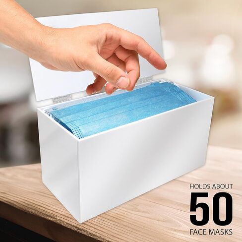 موزع قناع الوجه الخاص بك بشكل أساسي | صندوق قناع أكريليك مع غطاء لتخزين وتوزيع أقنعة الوجه الشخصية (أسود) in Kuwait