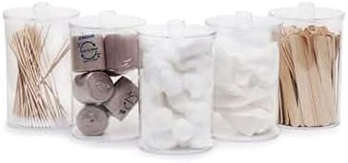 Grafco Unlabeled Clear Plastic Sundry Jars with Covers, Medical Supplies Set of 5 - 3453 in Saudi Arabia